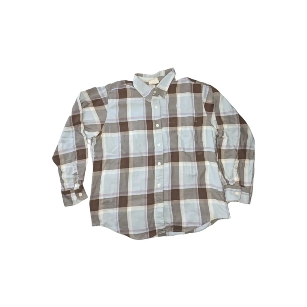 Koret Gray and Light Blue Plaid Top